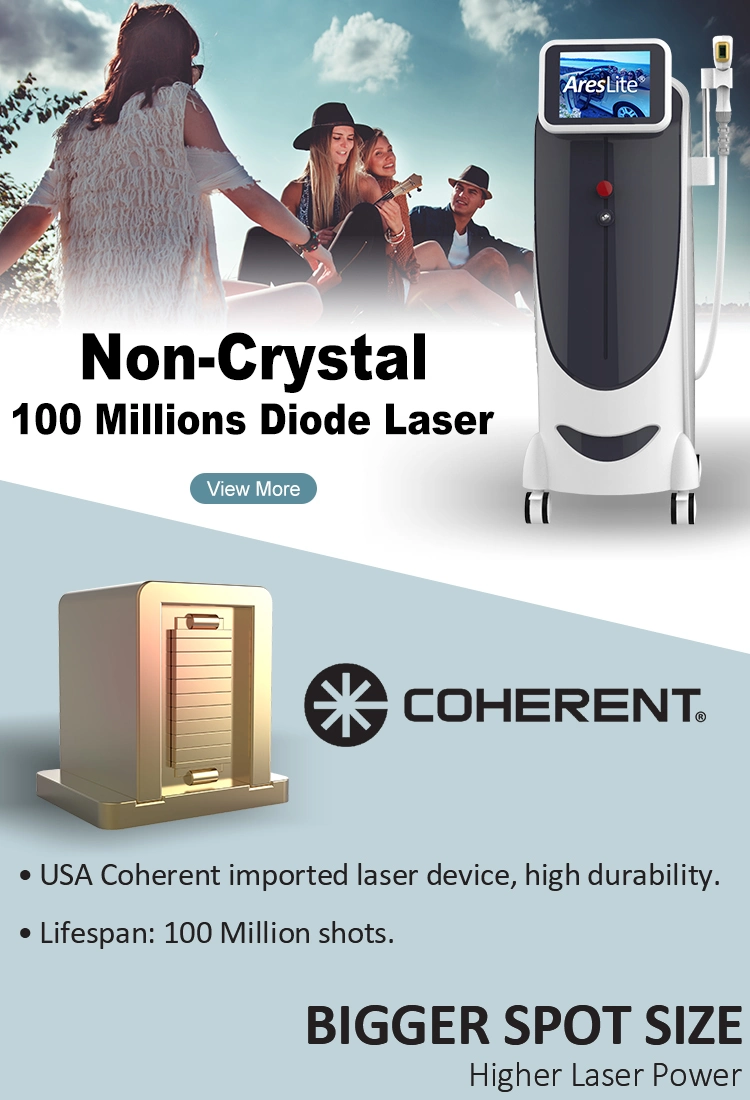 New Arrival 100 Millions Shots Non Crystal 3 Wavelengths Painless Diode Laser 755nm 808nm 1064nm Laser Hair Removal