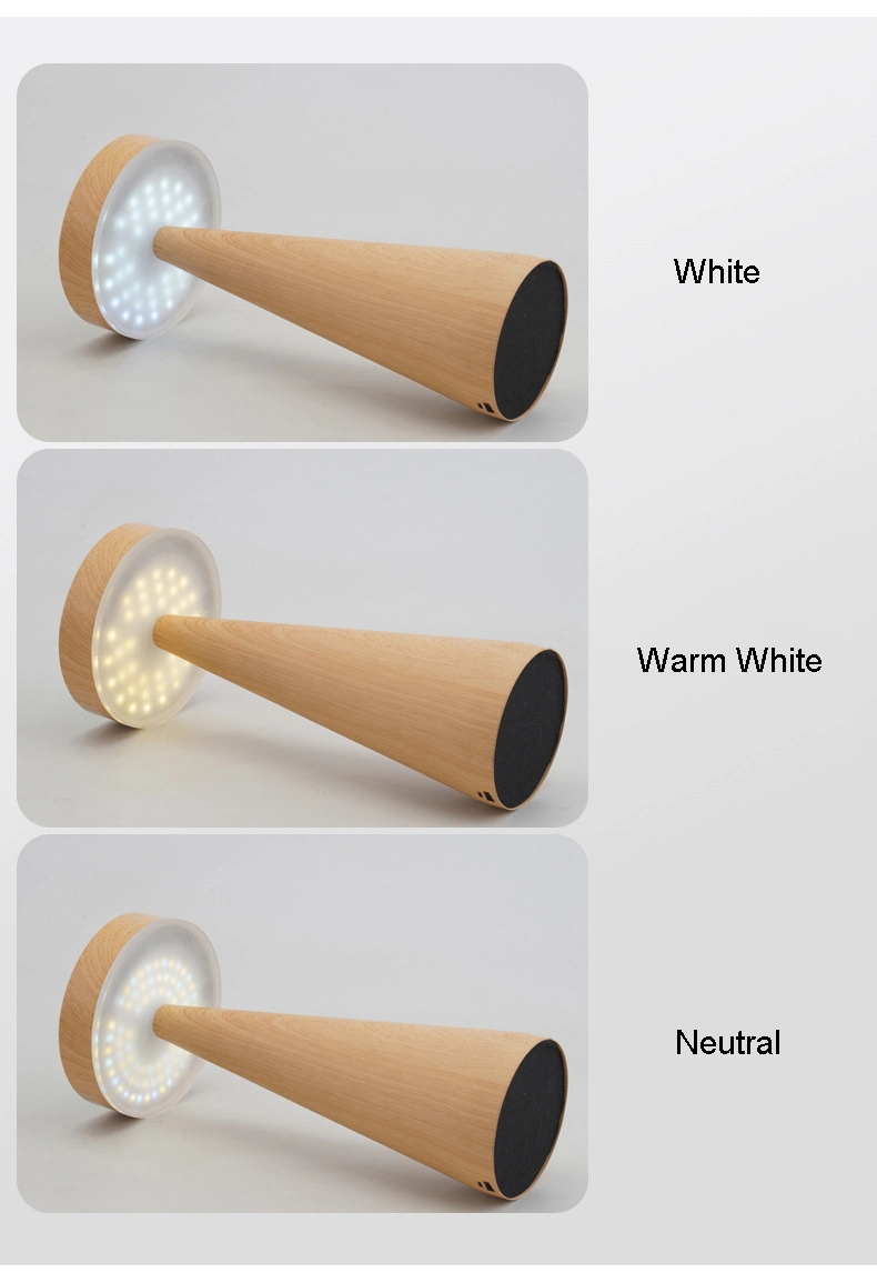 J622 Wood-Grain Rechargeable Cordless Portable LED Desk Lamp Outdoor Waterproof Solar Energy